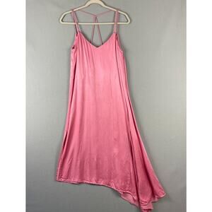 Zara Satin Slip Dress Womens Small Pink Asymmetrical Flowy Feminine Y2k
